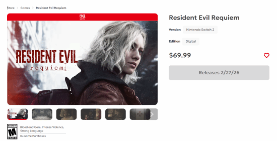 《生化危機9》NS2商店頁公開！定價69.99美元！