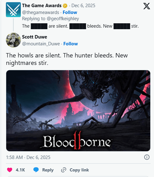 TGA神秘驚喜？外媒稱(chēng)《血源2》大概率無(wú)望